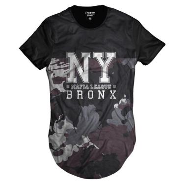 Imagem de Camiseta Di Nuevo  Longline Mafia Bronx New York Camuflada Swag-Masculino