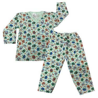 Imagem de Pijama Manga Longa Menino 100% Algodão Flanelado Estampado - Mundo dos