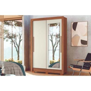 Imagem de Guarda Roupa Solteiro 2 Portas De Correr (1 C/ Espelho) E 2 Gavetas C/ Pés Lapa Jatoba/areia - Santos Andirá