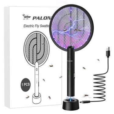 Imagem de Matamoscas Eléctrico PALONE 4000V Raqueta Mata Mosquitos Negra