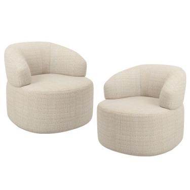 Imagem de Kit 02 Poltronas Giratória Orgânica Para Sala de Estar Living Helena L