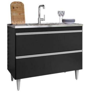 Imagem de Balcao Pia 2 P Esmeralda 100 cm Eratto Moveis - Milani Store, Preto