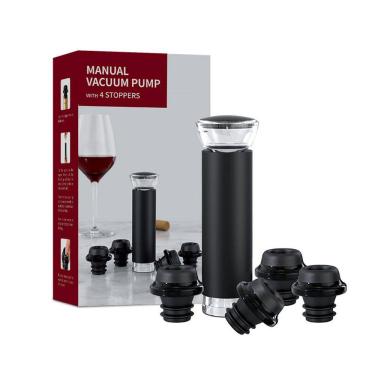 Imagem de Kit 2 Tampas A Vacuo Garrafa Vinho Acessorio Home&Co Plástico Preto