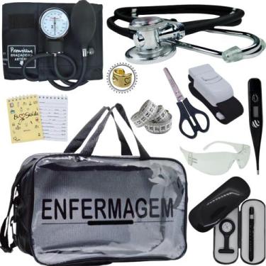 Imagem de Kit Enfermagem Top Cores Premium Completo Estagio - Love Saude, PRETO 