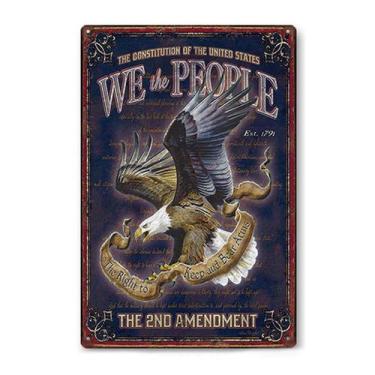 Imagem de Decoração de parede com placa de estanho metálico We The People 2ª Eme