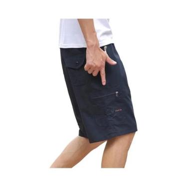Imagem de Bermuda Cargo Masculina 6XL De Algodão Leve E Respirável Com Cordão Na