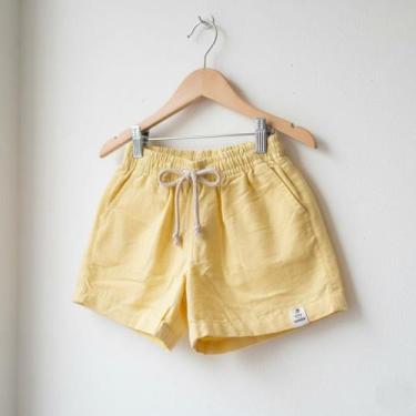 Imagem de Short Infantil Amarelo Linho Menino Mauricinho Premium - Flor de Algod