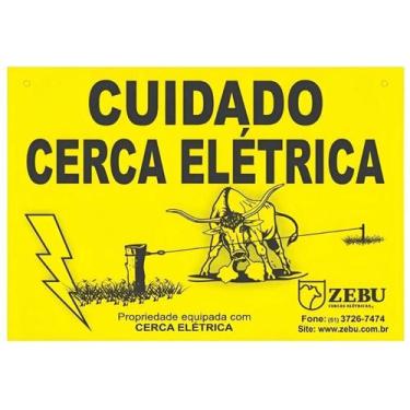 Imagem de Placa cuidado cerca elétrica zebu
