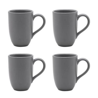 Imagem de Conjunto de 4 Canecas 350Ml Flat Chumbo Acetinado Oxford