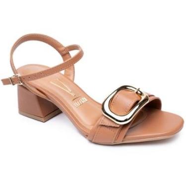 Imagem de Sandália Vizzano Salto Bloco Fivela Dourada-Feminino