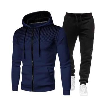 Imagem de Conjunto De Moda Casual Masculina Com Estampa, Moletom Com Zíper E Cap