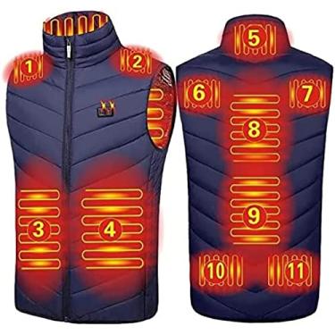 Imagem de Colete Aquecido Masculino Feminino Velo Polar Elétrico Carregamento USB Jaqueta Aquecida Para Pesca Motocicleta Caça Esqui Acampamento, Lavável (Bateria Não Incluída),Azul,eu,Pleasant63