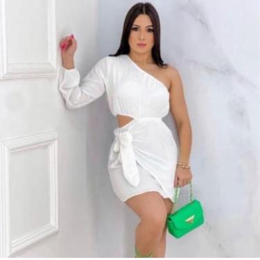 Imagem de Vestido Curto Feminino Mula Manca Lorena Um Ombro Uma Manga Cumprida S