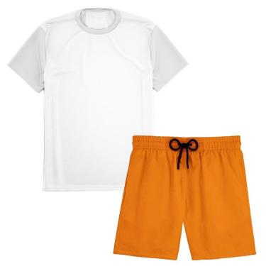 Imagem de Kit Short Praia Academia Passeio Treino Laranja + Camiseta Manga Curta Masculina-Masculino