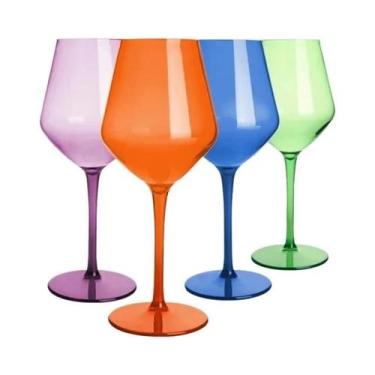 Imagem de Conjunto De Copos De Vinho Coloridos Em Plástico Tritan 2/4/6PCS Inque
