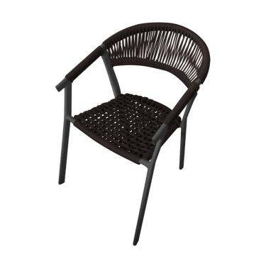 Imagem de Cadeira Decorativa Joana Em Corda Náutica E Base Em Alumínio Preta-marrom