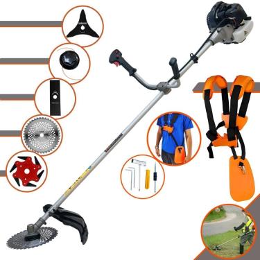 Imagem de Roçadeira Anmax CG430-B À Gasolina 43cc 1,7HP de Potência 12.000rpm Com Carretel + Faca...