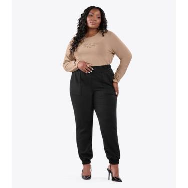 Imagem de Calça Feminina Jogger Piquet Plus Size Secret Glam Preto, Plus G3, Pre