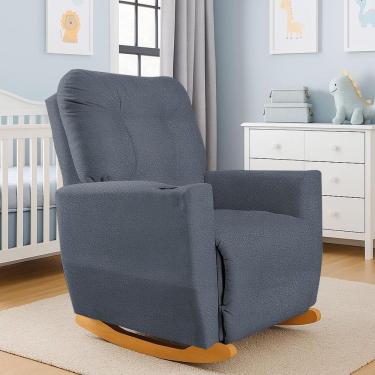 Imagem de Poltrona de Amamentação Balanço Suede Antonella Puff Grafite Boucle