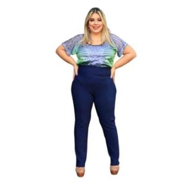 Imagem de Calça Montaria Plus Size Gorgurão Cintura Alta Com Bolsos-Feminino