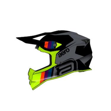 Imagem de Capacete Asw Motocross R3 Sync Chumbo Preto Amarelo Fluo -