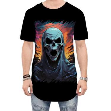 Imagem de Camiseta Longline Máscara de Caveira Estilosa 8 - Kasubeck Store®, P