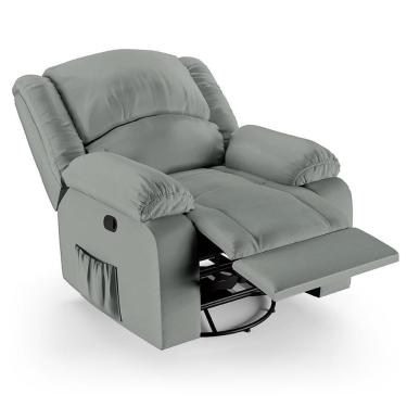 Imagem de Poltrona Do Papai Reclinável Pietra Glider Giratória Massagem Fh9 Pu Cinza - Mpozenato