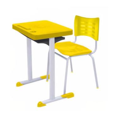 Imagem de Kit Escolar Individual  (Mesa e Cadeira)  ADULTO  TAMPO PLÁSTICO - COR