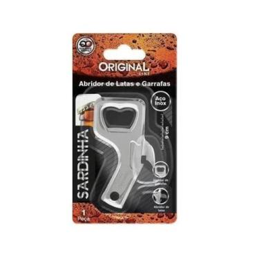 Imagem de Abridor de Latas e Garrafas Sardinha em Inox 9cm- Original
