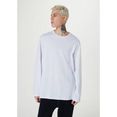 Imagem de Camiseta Básica Masculina Manga Longa Super Cotton - Hering, P, Branco