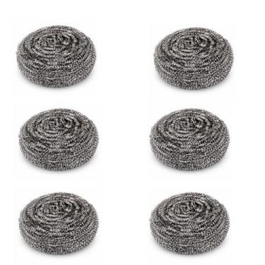 Imagem de Esponja Aço Inox Limpeza Pesada 6un Para Alumínio Ferro Não Enferruja 