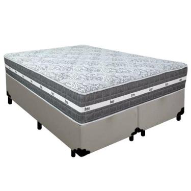 Imagem de Cama Box Casal Bipartido Sintético + Colchão Anjos Black Graphite Mola