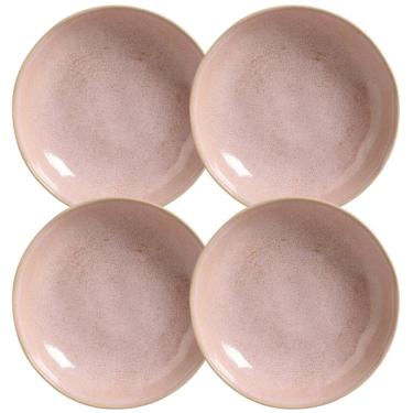 Imagem de Jogo 4 Pratos Fundos Cerâmica 830ml Bio Litchi Rosa Porto Brasil Caldos Risotos 22cm