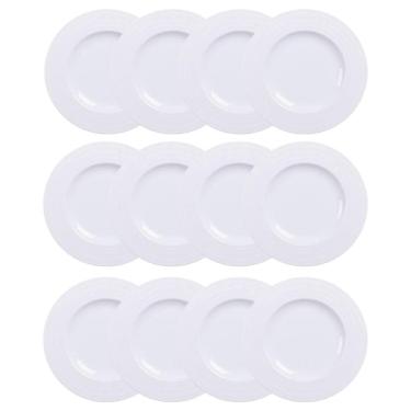 Imagem de Jogo 12 Pratos Sobremesa Branco Pequeno Porcelana 21cm Tramontina Doces Tortas Vibrare