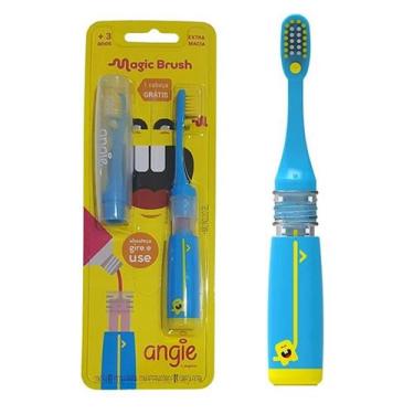 Imagem de Escova Dental Infantil Magic Brush c/ Reservatório de Gel e Refil (Azu