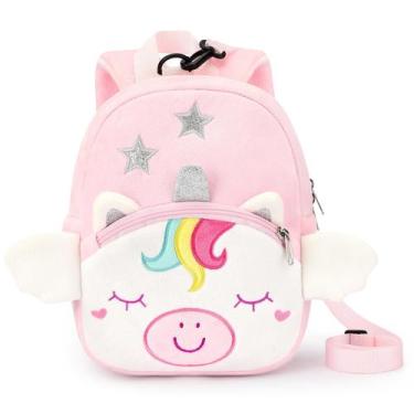 Imagem de Mochila Infantil Mibasies Unicórnio Pelúcia - Para Meninas de 1 a 3 An