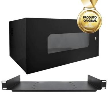Imagem de Mini Rack Organizador 5u Dvr Cftv Switch Com Bandeja E Tampa - Inoaço
