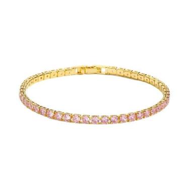 Imagem de Pulseira De Tênis Feminina Impermeável Com Cristais Coloridos 3MM Mult