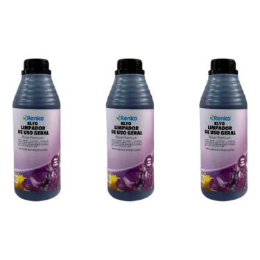 Imagem de 3 limpador geral rose premium concentrado de 1 litro renko