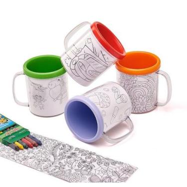 Imagem de Caneca Infantil Porta Fotos e Desenhos Para Colorir - Sem marca