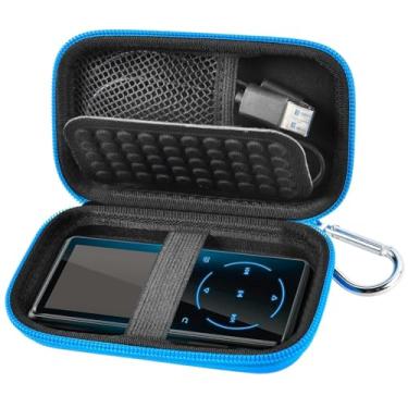 Imagem de Capa MP3 e MP4 Player para SOULCKER/G.G.Martinsen/Grtdhx/iPod Nano/Sandisk Music Player/Sony NW-A45 Music Players com Bluetooth. Adequado para fones de ouvido, cabo USB, cartão de memória - azul + interior preto