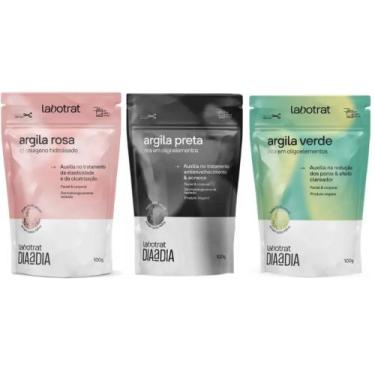 Imagem de Kit Argila Preta Verde Rosa Pó Facial Corporal Labotrat 100g
