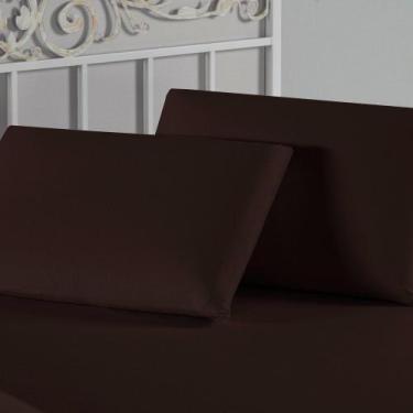 Imagem de Kit Fronhas Nobre 2 Peças 50cm x 70cm Malha 100% Algodão - Marrom - EN