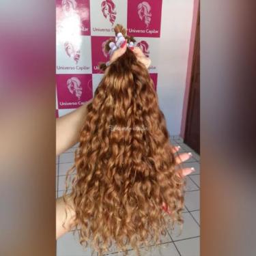 Imagem de Cabelo humano cacheado loiro mel 65cm 50g - Universo capilar 
