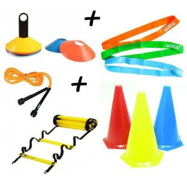 Imagem de Kit Treino Agilidade Funcional 20pratos 12cones 1escada 3elasticos min