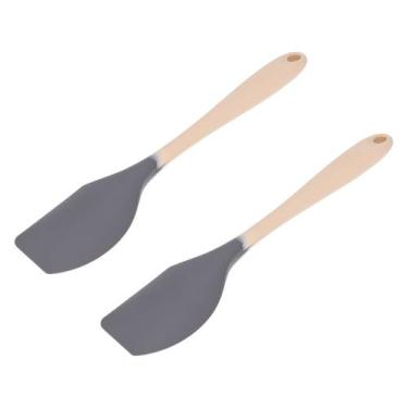 Imagem de Kit Duas Espátulas Arredondadas Bicolor Cinza e Creme Weck