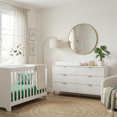 Imagem de Kit Berço Multifuncional 3x1 e Cômoda BBI-51 DM-240 6 Gavetas MDP Branco Ditália Móveis