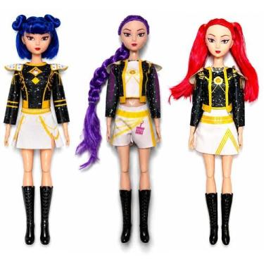 Imagem de 3 Bonecas Guerreiras Do K pop Com Som Luz Acessórios 30cm Estilo Inter