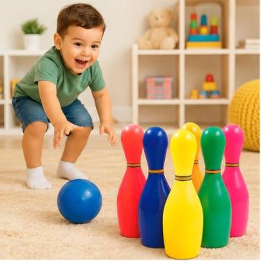 Imagem de Brinquedo Jogo de Boliche Infantil 6 Pinos e 2 Bolas Brinquedo Infanti