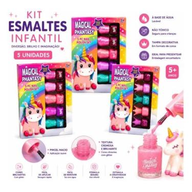 Imagem de Kit de esmalte infantil 5 cores magical phantasy mágico unicórnio com 